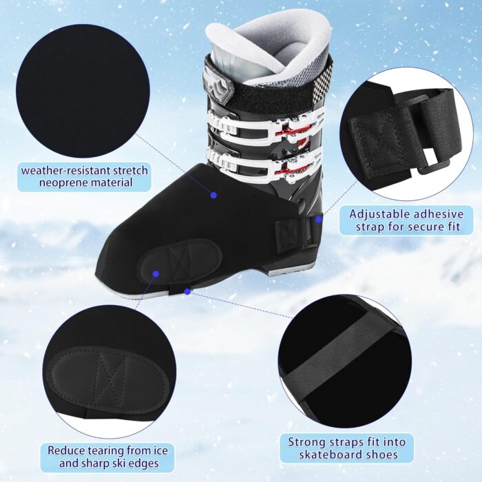 Ski Boot Covers,Boot Warmers,Heater Cover,Insulated Boot Covers,Boot Covers for Snowy Days,Boots Protection for Skiers,Winter Sport Accessory (1 Pair,Black) - Image 3
