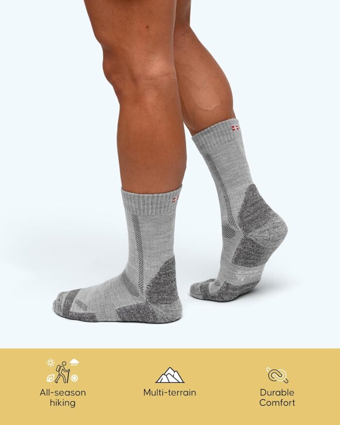 DANISH ENDURANCE Hiking Socks, Merino Wool Socks, Anti Blister, Cushioned, Breathable, Men & Women, 3-Pack - Image 4