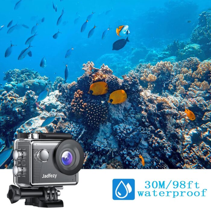 Action Camera FHD 1080P with 32GB Card, 98FT/30M Underwater Waterproof Camera with 2 Rechargeable Batteries, Wide Angle Sports cam with Accessories Kit Suitable for Helmet, Bicycle, etc. - Image 4