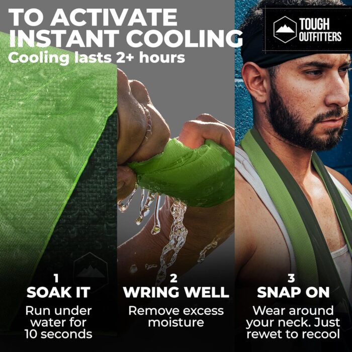 Tough Outdoors Cooling Towel - Cooling Towels for Neck & Face - Ice Wrap & Sweat Rag for Camping Gym Yoga & Sports - Workout Towel for Gym Sweat - Cool Towels for Extreme Heat - Image 3