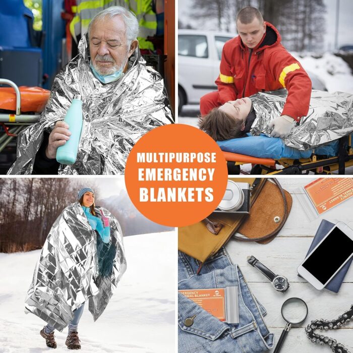 Emergency Mylar Thermal Blankets -Space Blanket Survival kit Camping Blanket (4-Pack). Perfect for Outdoors, Hiking, Survival, Bug Out Bag ，Marathons or First Aid 1 - Image 4
