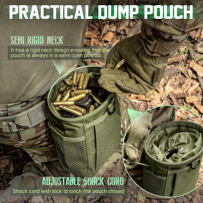 Tactical Molle Dump Pouch, Magazine Recovery Pouch Drastring Ammo Bag Belt Utility Fanny Adjustable Military Holster Bag Outdoor for Airsoft Paintball Hunting Gear with D-Ring Grimlock - Image 4