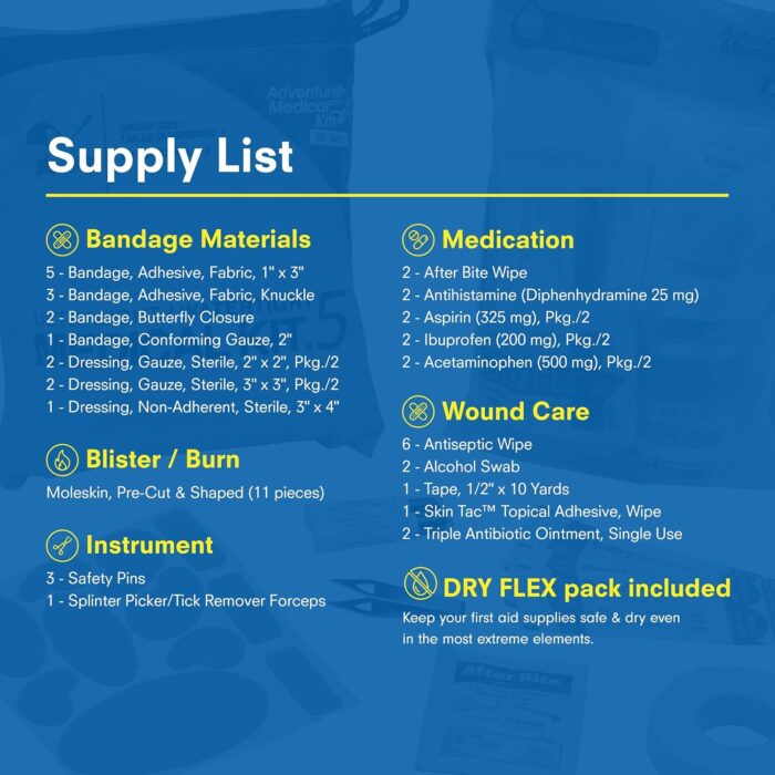Adventure Medical Kit Ultralight/Watertight Medical Kit .5-1 Person, 1-2 Days - Includes Bandages, Blister Essentials & More - Perfect for Hiking, Biking & Climbing - Image 5