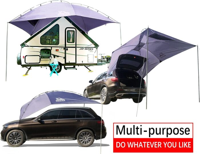 Versatility Camping Tent for Truck Bed,SUV RVing, Van,Trailer and Overlanding Portable Teardrop Awning Canopy Tear Resistant Tarp with 2 Sandbag - Image 2