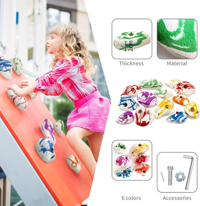 BABY FUN 24 Climbing Holds for Kids and Adults, Rock Climbing Holds - Mounting Hardware Included - Climbing Rocks for DIY Rock Climbing Wall - Image 4