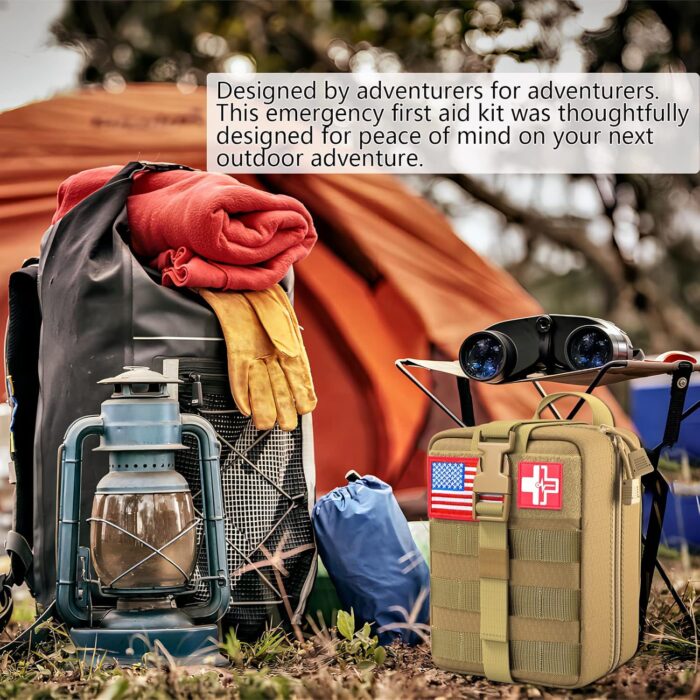 [Upgrade] Survival First Aid Kit Outdoor Molle System with Tactical Gear Set Trauma Kit for Camper Travel Hunting Hiking and Adventures - Image 6