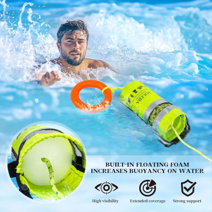 AOLEBA Water Rescue Throw Bag, Throwable Device with 8MM Reflective Throw Line,Tensile Strength Up to 1900Lbs Boating Equipment, Emergency Water Bag Safety Equipment for Kayaking Rafting - Image 2