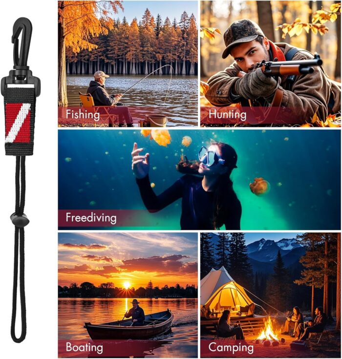 2Pack Scuba Diving Lanyard Clips with Nylon Webbing Strap Adjustable Cord and Slide Locking Fits for Dive Octo Holder, Secure Camera & Gear Attachment - Image 6