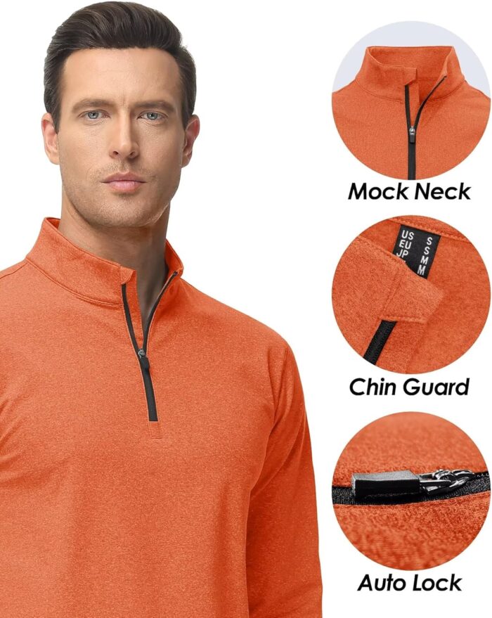 Boladeci Men's Quarter Zip Pullover Premium Fleece Lined Heather Long Sleeve Golf Shirts Midweight 1/4 Half Zip Sweatshirts - Image 4