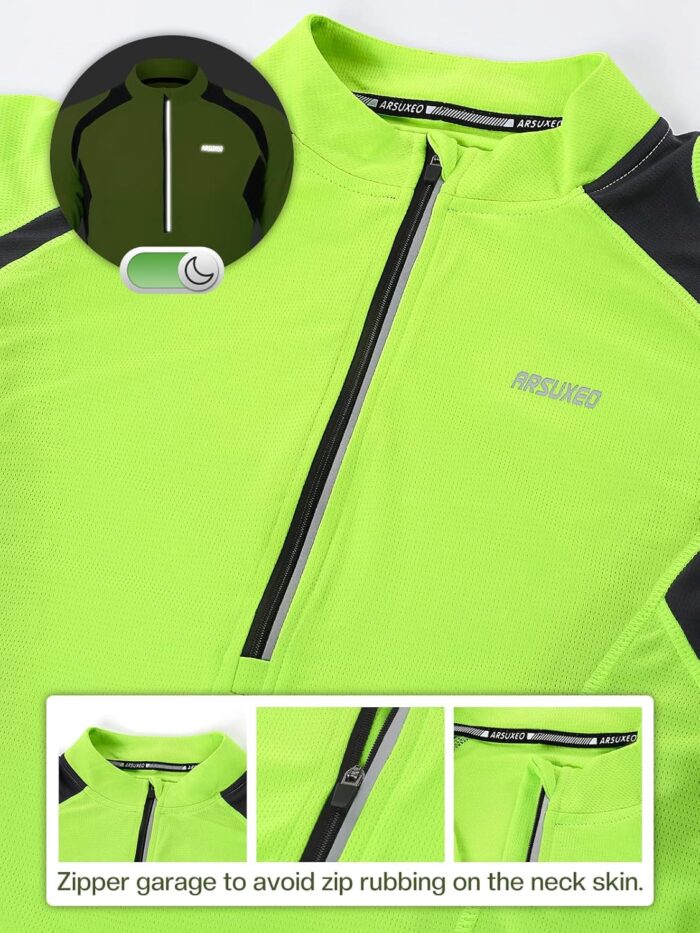 ARSUXEO Men's Half Zipper Cycling Jerseys Long Sleeves Mountain Bike Shirts 6031 - Image 2