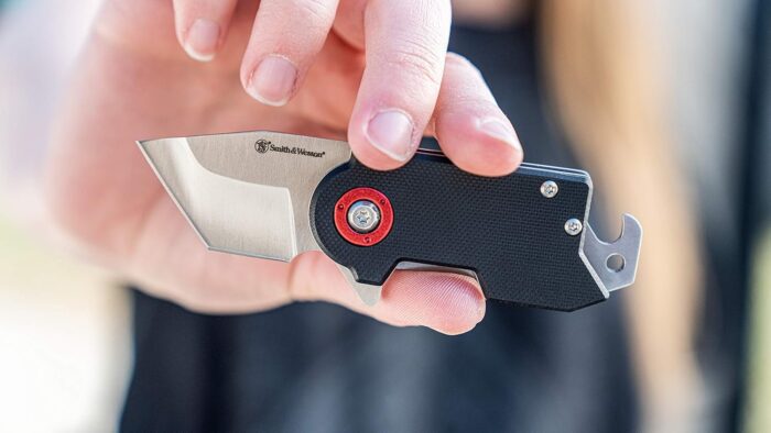 Smith & Wesson Benji 2.5in High Carbon S.S. Folding Keychain Knife with 1.75in Modified Tanto Blade and G10 Handle for Outdoor, Tactical, Survival and EDC,Black - Image 5