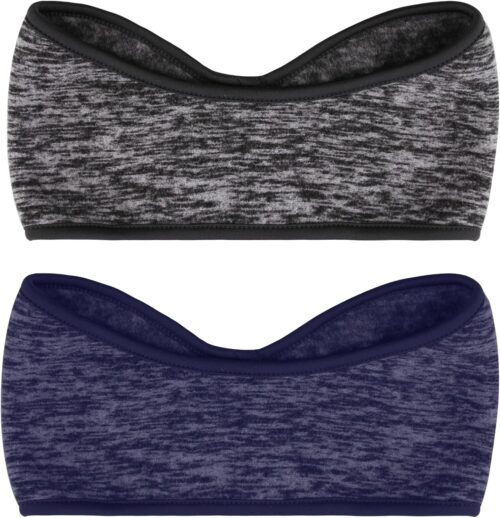 SAVITA 2 Pack Ear Warmers Headband Stretchy Ear Covers Sweatband Ski Winter Headband Earmuff Workout Headbands Moisture Wicking Thermal Sport Headbands for Women Man Girls