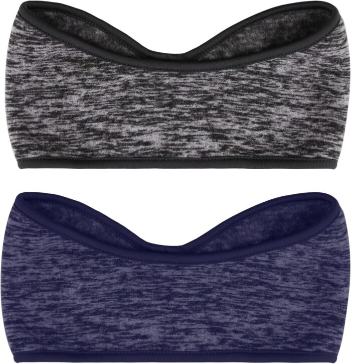 SAVITA 2 Pack Ear Warmers Headband Stretchy Ear Covers Sweatband Ski Winter Headband Earmuff Workout Headbands Moisture Wicking Thermal Sport Headbands for Women Man Girls