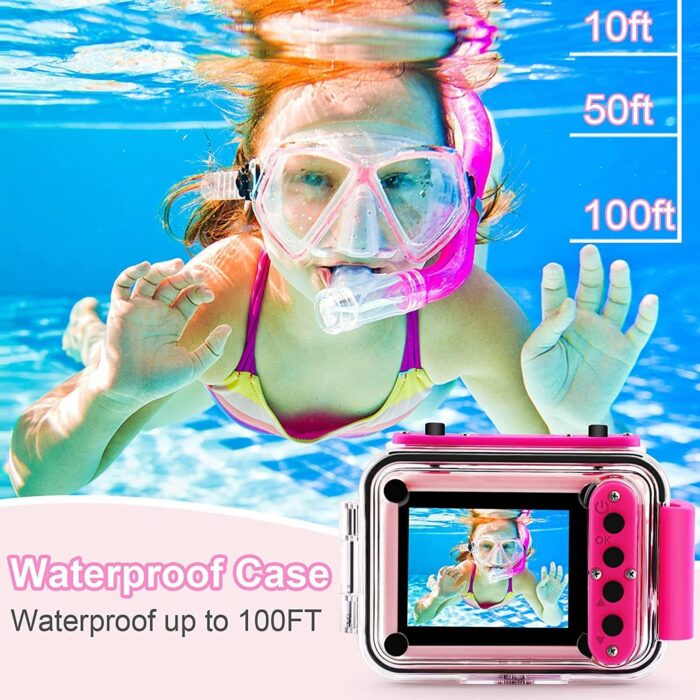 GKTZ Kids Camera - Waterproof Underwater Camera for Kids, Christmas Birthday Gifts for Girls Age 3-12, 1080P HD Children Digital Action Camera, Pool Toys for Kids Age 4-12 - Image 2
