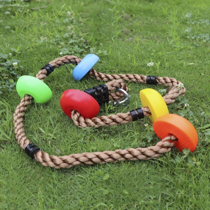 Rainbow Craft Colorful Climbing Rope - 6.5ft with 5 Knotted Foot - Kids Ninja Rope for Ninja Warrior Slackline Obstacle Course Accessories Kids Swing Set Backyard Play - Image 4