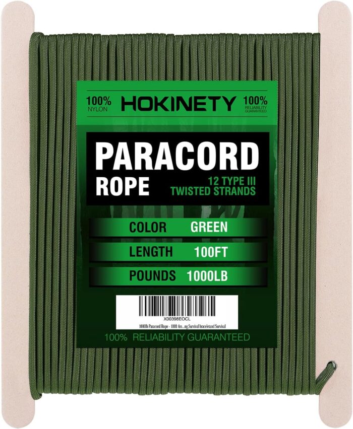 1000Ib Paracord Rope - 100ft / 200ft / 500ft / 1000ft 4mm,12 Strand Parachute Spool Cord,para Cord Lanyard for Camping,Hammock,Clothsline,Hiking,Fishing,Survival braceletand Survival - ArmyGreen 100FT - Image 4