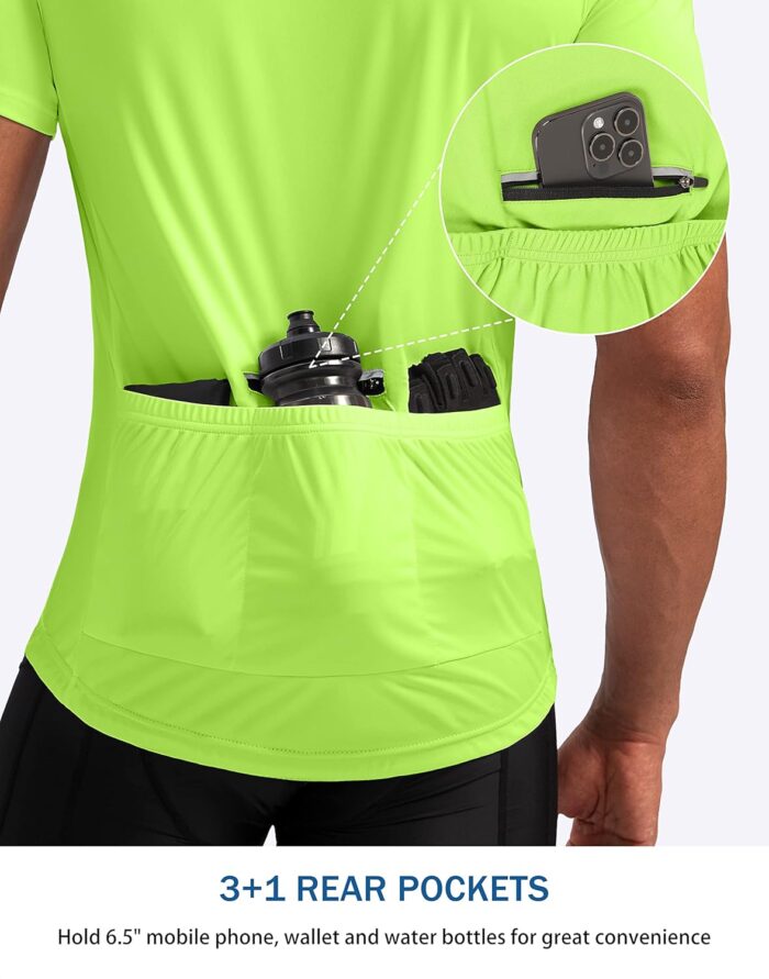 Bikewa Men's Cycling Jersey Moisture Wicking Short Sleeve UPF Half Zip Bike Road Riding Biking Shirts for Men Zipper Pockets - Image 3