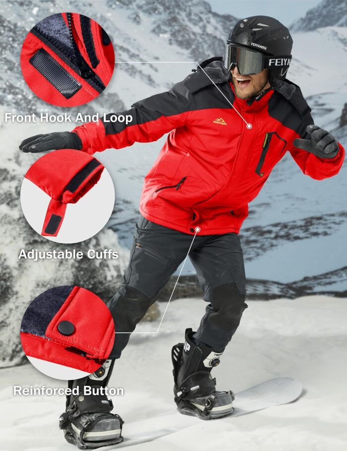 MAGCOMSEN Men's Winter Coats Water Resistant Ski Snow Jacket Warm Fleece Jacket Parka Raincoats With Multi-Pockets - Image 6