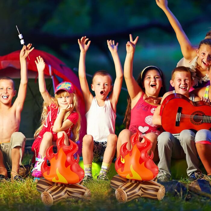Sumind Inflatable Fake Campfire Camping Props Bonfire Party Decor Campfire Party Decorations Artificial Flame for Indoor Camping Overnight and Scene Setting(2 Pieces) - Image 6