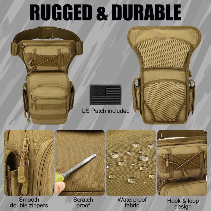 Protector Plus Tactical Drop Leg Bag Military Tool Gear Fanny Thigh Pack Utility Airsoft Motorcycle Cycling Waist Gear Pouch (Patch Included) - Image 5