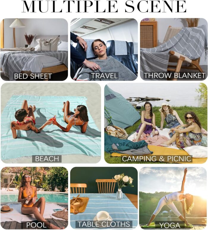 Giant Turkish Beach Towel Extra Large Throw Blanket Carnival Cruise Ship Essentials Yoga Mat Plane Must Haves Accessories Outdoor Campfire Glamping Rv Car Seat Western Natural Life Truck Necessities - Image 2