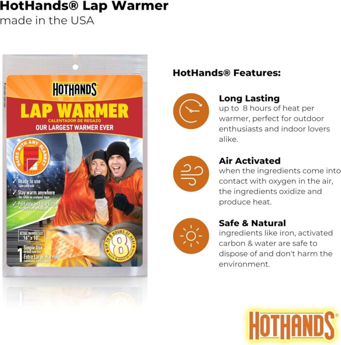 HotHands Lap Warmer, Largest Warmer 16" X 10" - Up to 8 Hours of Long Lasting Heat - 1 Lap Warmer,Tan - Image 6