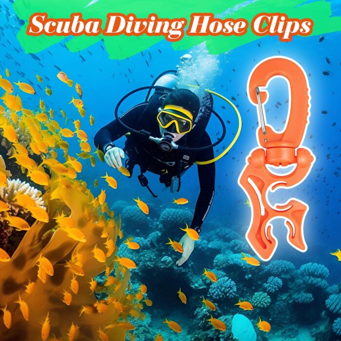 3 Pieces Diving Hose Holder Clip, Diving Double BCD Hose Clip with Snap Hook Buckle - Image 2