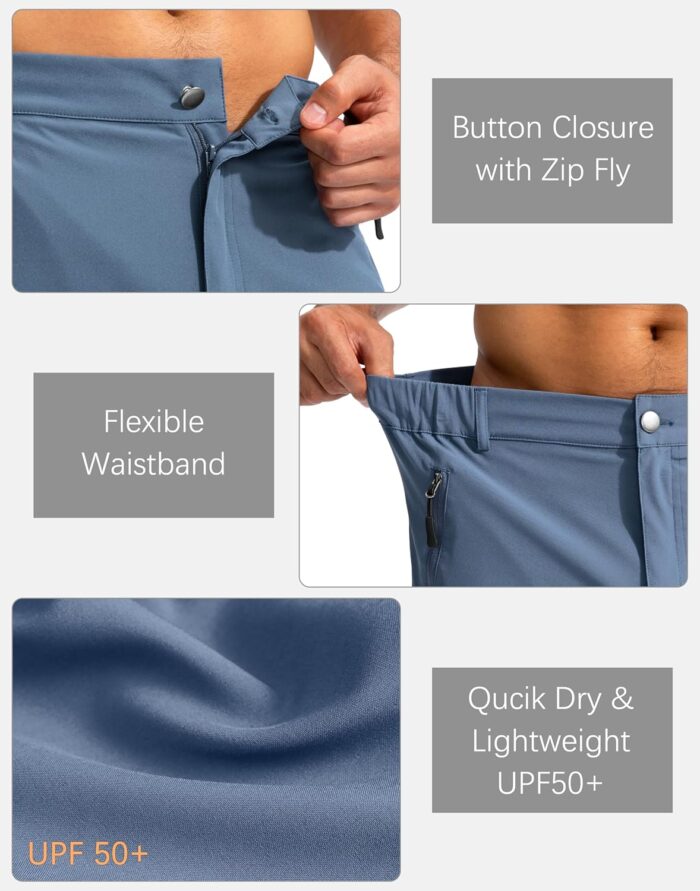 Pudolla Men's Hiking Cargo Shorts 9" Lightweight Outdoor Work Shorts for Men Travel Golf Camping Casual with 5 Zipper Pockets - Image 5