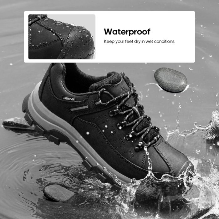 NORTIV 8 Men's Waterproof Hiking Shoes Non-Slip Trekking Trail Shoes Lightweight Durable Outdoor Work Shoes Bluff - Image 4