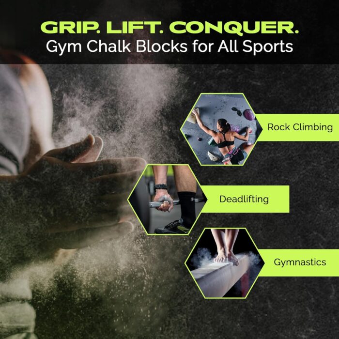 Premium Gym Chalk, Pure Magnesium Carbonate Chalk for Excellent Grip, Weightlifting, Gymnastics, Rock Climbing - Block Chalk 1 LB - Image 6