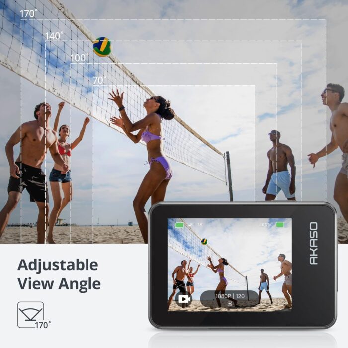 AKASO Brave 7 4K30FPS 20MP WiFi Action Camera with Touch Screen IPX8 33FT Waterproof Camera EIS 2.0 Zoom Support External Mic Voice Control with 2X 1350mAh Batteries Vlog Camera - Image 7