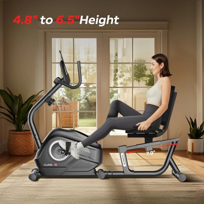 CURSOR FITNESS Recumbent Exercise Bike, Stationary Bikes for Home with Adjustable Seat, 16-Level Magnetic Resistance Recumbent Exercise Bike for Home Gym Cardio Workout Training - Image 5