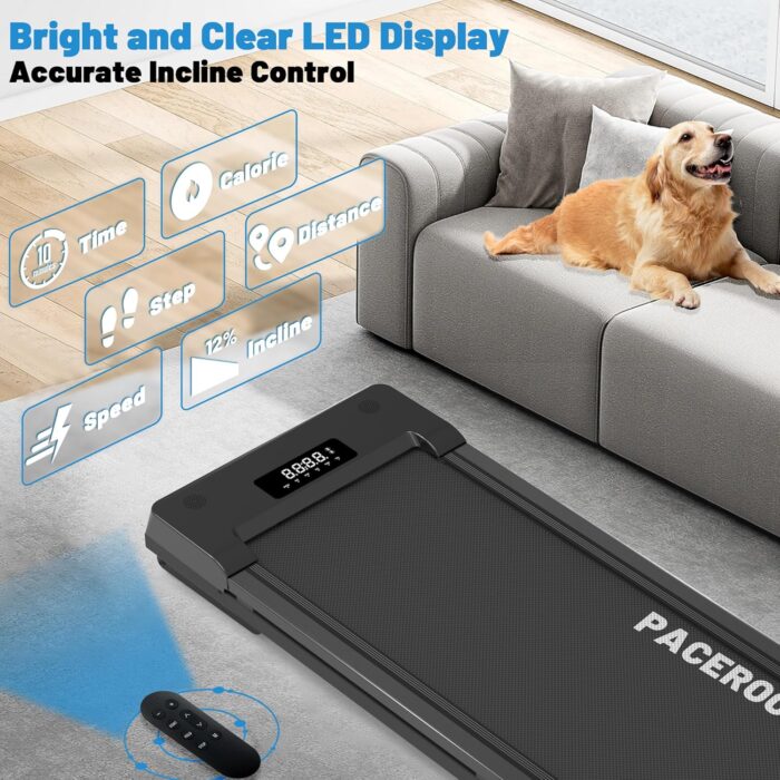 Walking Pad Treadmill with 12% 9-Level Auto Incline, 450 lbs Capacity Bluetooth Speaker Under Desk Treadmills for Home, 5MPH - Image 6