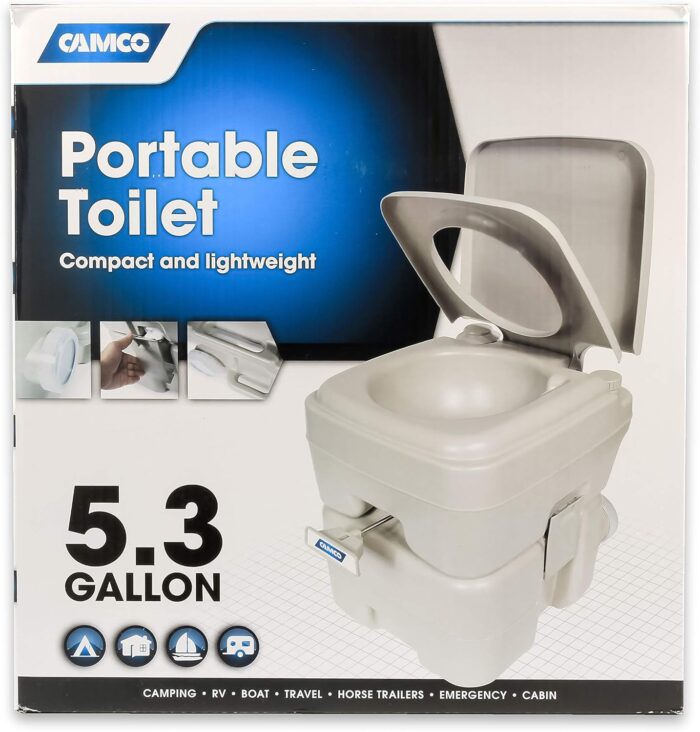 Camco 5.3-Gallon Portable Toilet - Features Detachable Holding Tank w/Sealing Slide Valve & Bellow-Type Flush - Easy Transport w/Compact Lightweight Design & Carry Handle - Gray (41541) - Image 10