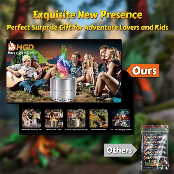 HGD (6 Pack) Magic Campfire Fire Color Changing Packets for Fire Pit, Indoor/Outdoor Fireplace, Bonfire - Rainbow Magical Flame, Camping Accessory, Compatible with Wood - Image 2