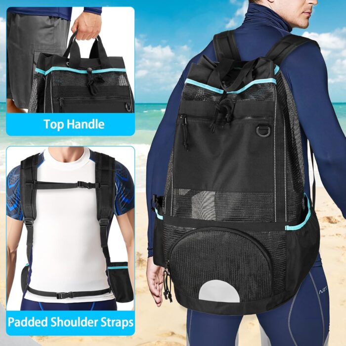 Fasrom Scuba Diving Bag, XL Mesh Dive Bag Backpack for Snorkeling Gear, Mask, Fins, Snorkel, with Shoe Compartment and Wet & Dry Separation, Black(Patent Design, Empty Bag Only) - Image 7