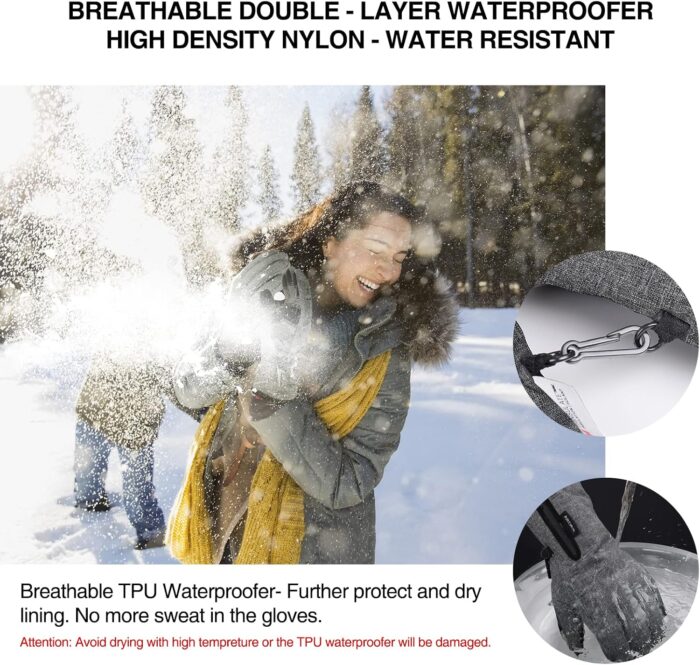 -10℉ Winter Gloves Men Women & Kids, 5-Layer Waterproof Gloves for Cold Weather, Snow Ski Gloves with 10 Touchscreen Fingers - Image 4