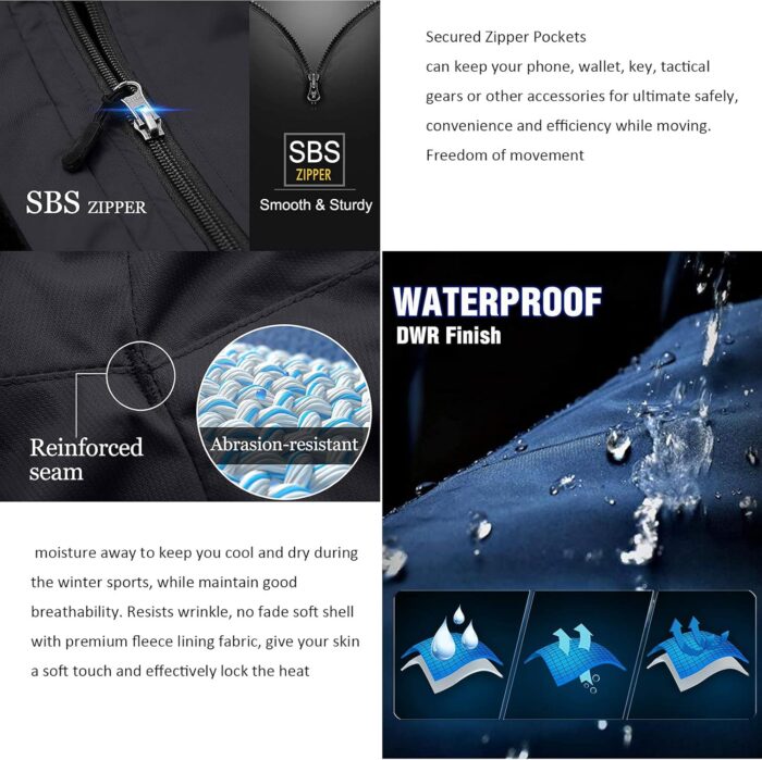Toomett Men's hiking Snow Pants Skiing Winter Insulated Fleece lined Outdoor Water Repellent camping,walking,fishing - Image 6