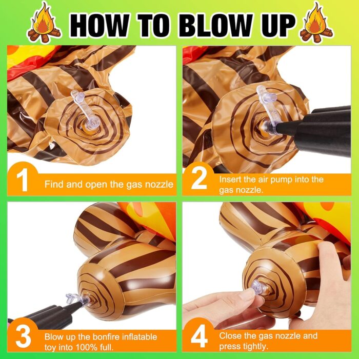 Sumind Inflatable Fake Campfire Camping Props Bonfire Party Decor Campfire Party Decorations Artificial Flame for Indoor Camping Overnight and Scene Setting(2 Pieces) - Image 4