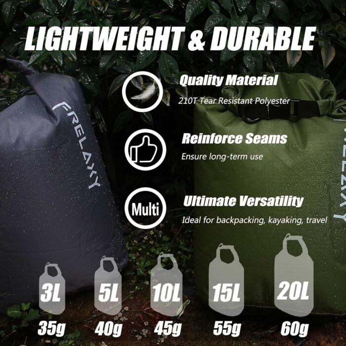 Frelaxy Dry Bag 3-Pack/5-Pack, Ultralight Dry Sack, Outdoor Bags Keep Gear Dry for Hiking, Backpacking, Kayaking, Camping, Swimming, Boating - Image 5