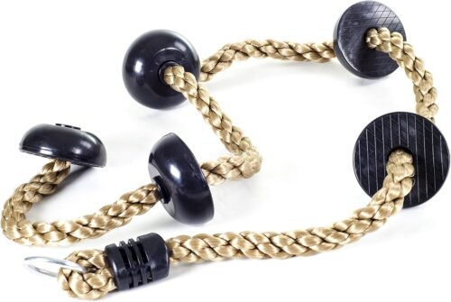 Squirrel Products 6.5 ft Climbing Rope with Platforms - Swing Set Accessories - Additions & Replacements for Active Outdoor Play Equipment