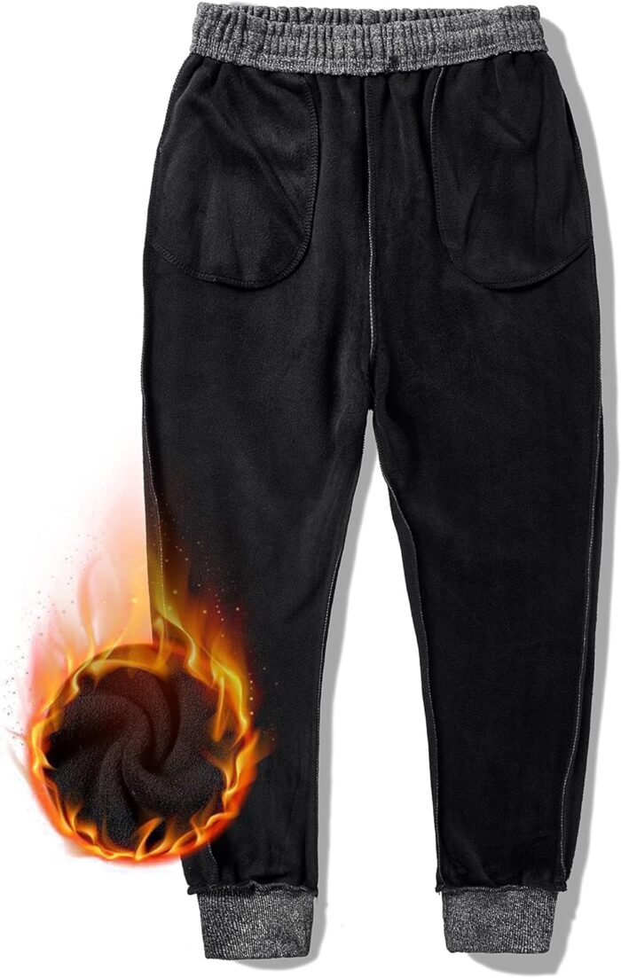 Men's Warm Lined Athletic Sweatpants Jogger Fleece Pants Winter Warm Track Pants - Image 2