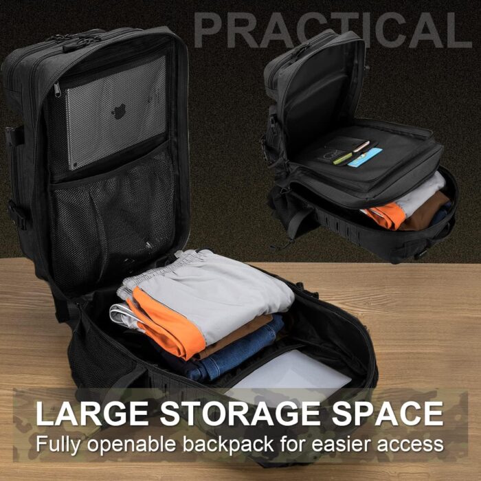 50L Military Tactical Backpack for Men,Water Resistant Day Backpack Molle Army 3 Days Assault Pack Bug Out Bag,Heavy Duty Hiking Treeking Rucksack Black - Image 3