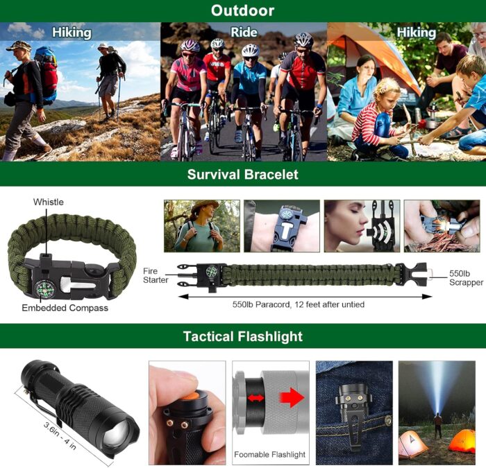 Gifts for Men Dad Husband Teenage Boy, Survival Kit 28 in 1, Survival Gear Tool Emergency Tactical Equipment Supplies Kits for Families Outdoors Camping Hiking Adventures - Image 5