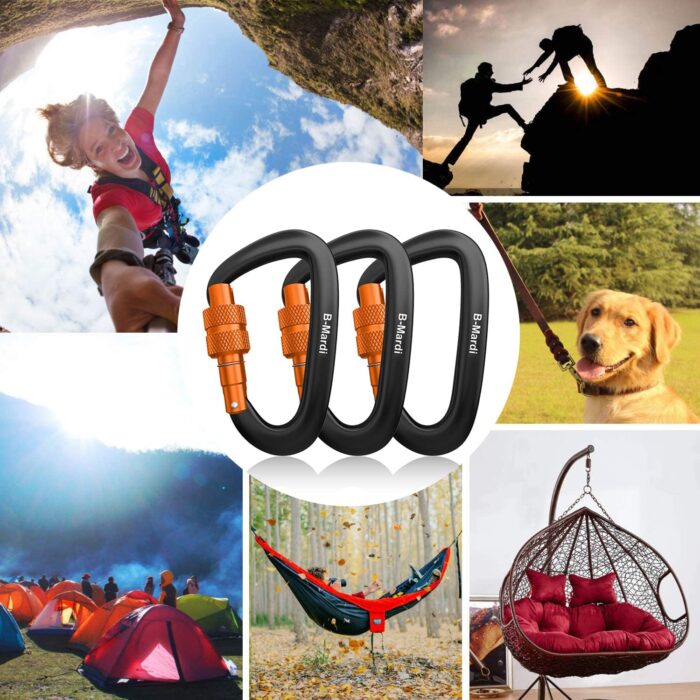 Carabiner Clips Heavy Duty 12kN (2697 lbs)-Lightweight Locking Carabiners for Camping, Hiking, Hammock, Dog Leash Harness, Outdoor and Gym etc, Keychains& Utility - Image 4