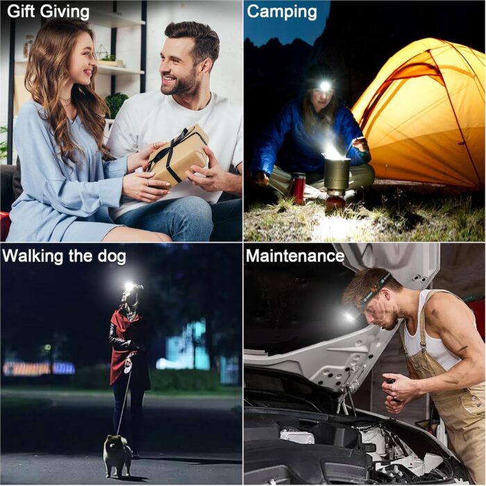Rechargeable Headlamp Flashlight 2-Pack, 8 LED 2500 Lumen Ultra-Light Bright Headlight with Motion Sensor, Waterproof Lightweight Head Lamp for Adult Kid, Headlamps for Outdoor Camping Running Fishing - Image 7