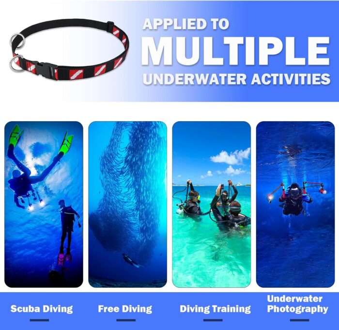 Scuba Diving Belt with Quick Release Buckle, Adjustable Dive Belt with D Ring & Movable Ring, Dive Flag Webbing Diving Gear Hanging Strap for Scuba Diving, Freediving, Snorkeling Equipment - Image 6