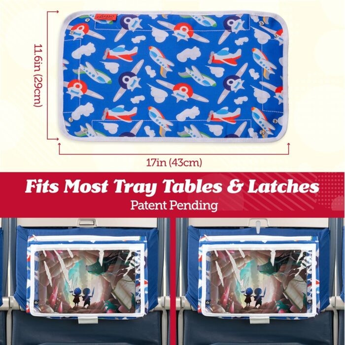 Lusso Gear Kids Airplane Tray Table Cover with Pockets - Sanitary Surface and Organizer for Plane Travel - Airplane Travel Essentials - Tablet Holder - Flight Must-Haves and Flying Essentials (Black) - Image 8