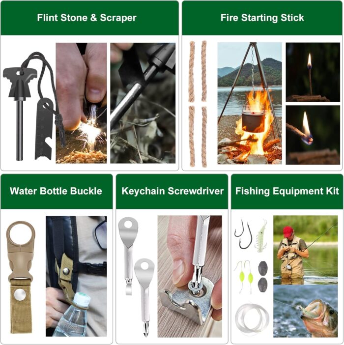 Gifts for Men Dad Husband Teenage Boy, Survival Kit 28 in 1, Survival Gear Tool Emergency Tactical Equipment Supplies Kits for Families Outdoors Camping Hiking Adventures - Image 4