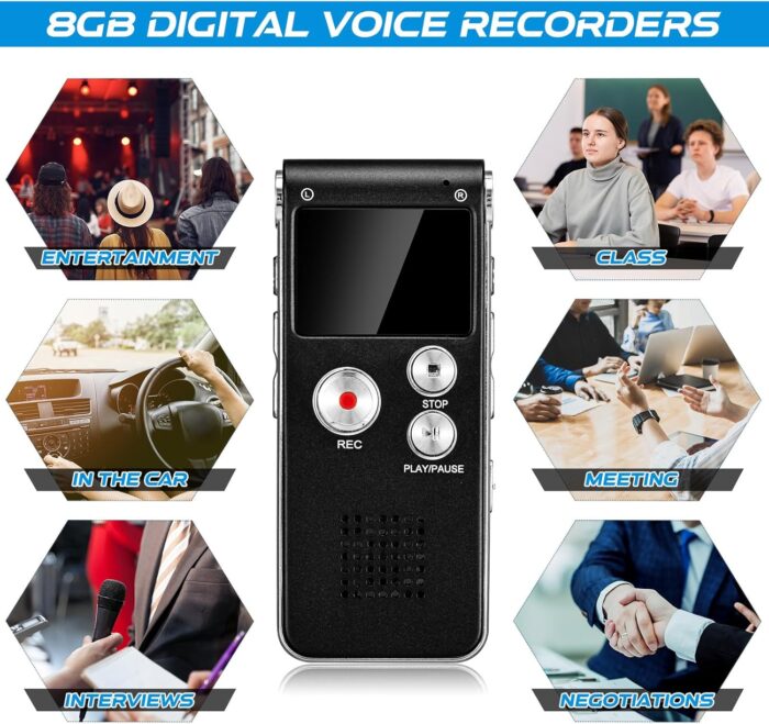 Dunzy 5 Pcs Ghost Hunting Kit Includes Digital Voice Recorders with 4 LED Cat Balls Motion Activated Cat Ball Toy Voice Activated Recorder with Playback for Pet Dog Animals(Black) - Image 5